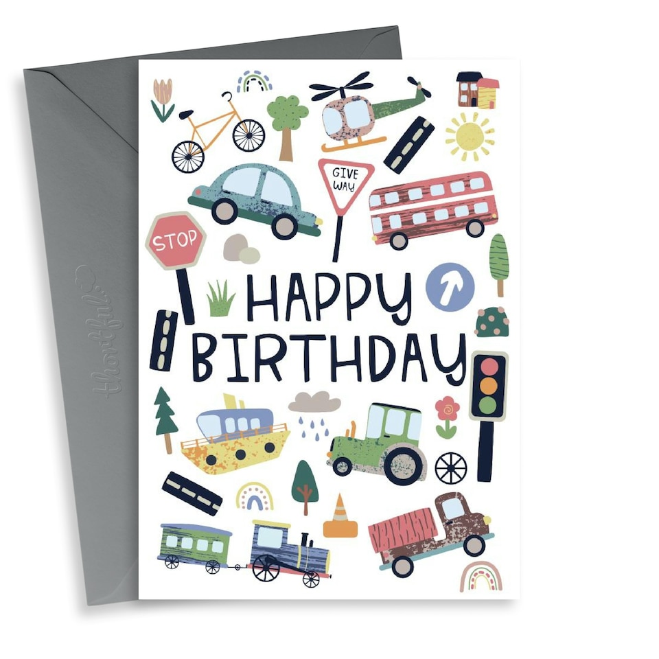 image 1 of cute Transport Birthday Card For Him