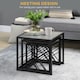 image 5 of HOMCOM Nesting Coffee Tables, Set of 3 Square Side Tables with Black Metal Frame, for Living Room, Bedroom and Office, Grey | Grey