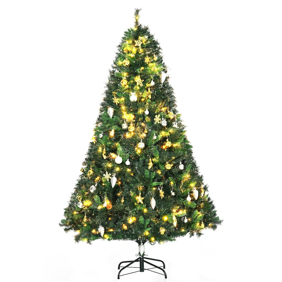 image 1 of HOMCOM 6FT Pre-Lit Artificial Christmas Tree Holiday Décor Ornament Stand