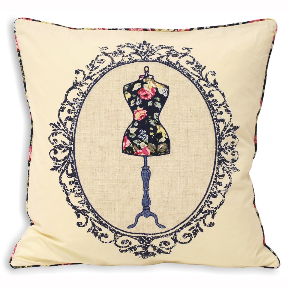 Paoletti Victorian Mannequin Cushion, Navy, 45 x 45cm