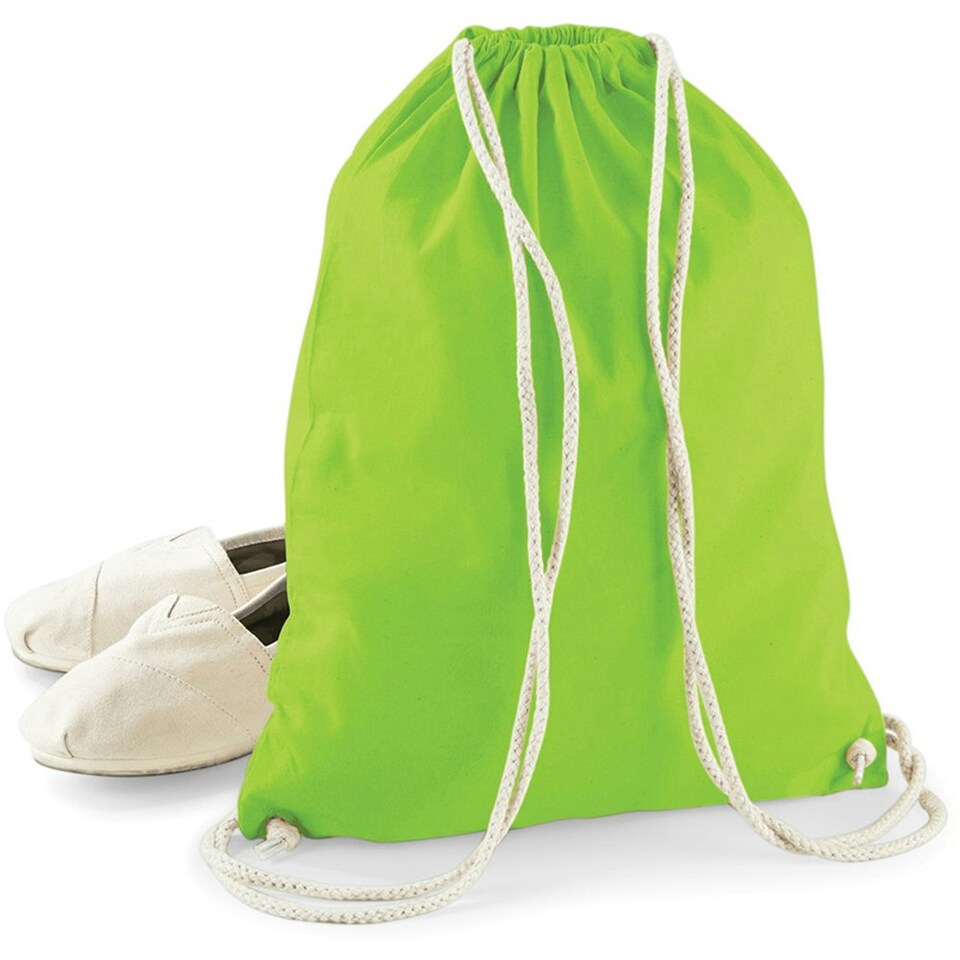 image 1 of Westford Mill Cotton Gymsac Bag - 12 Litres - Lime - One Size | Multi | One Size