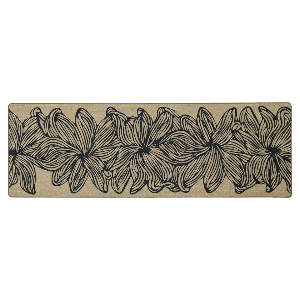 image 1 of JVL Elegance Machine Washable Entrance Runner Doormat, 50x150cm - Flowers