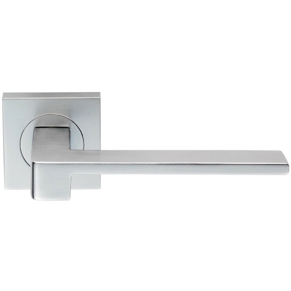 Loops PAIR Flat Squared Bar Handle on Square Rose Concealed Fix Satin Chrome