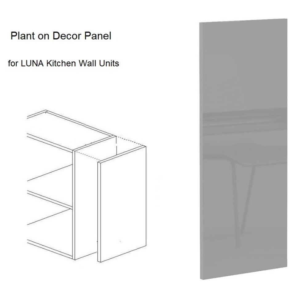 image 1 of Luna Kitchen End Panel Left Right Universal Wall Unit Grey Gloss 3000x720mm