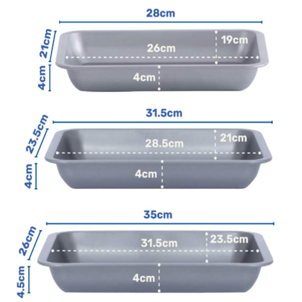 image 1 of Set of 3 (1 x 35, 1 x 31 & 1 x 28cm) Stackable Roasting Trays N/A