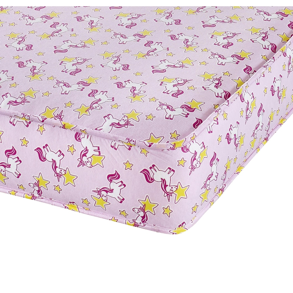 image 1 of Kids Range Pink Unicorn Mattress - 6.5 Inch Deep, Soft Quilted Sleep Surface | Pink | European Small Single