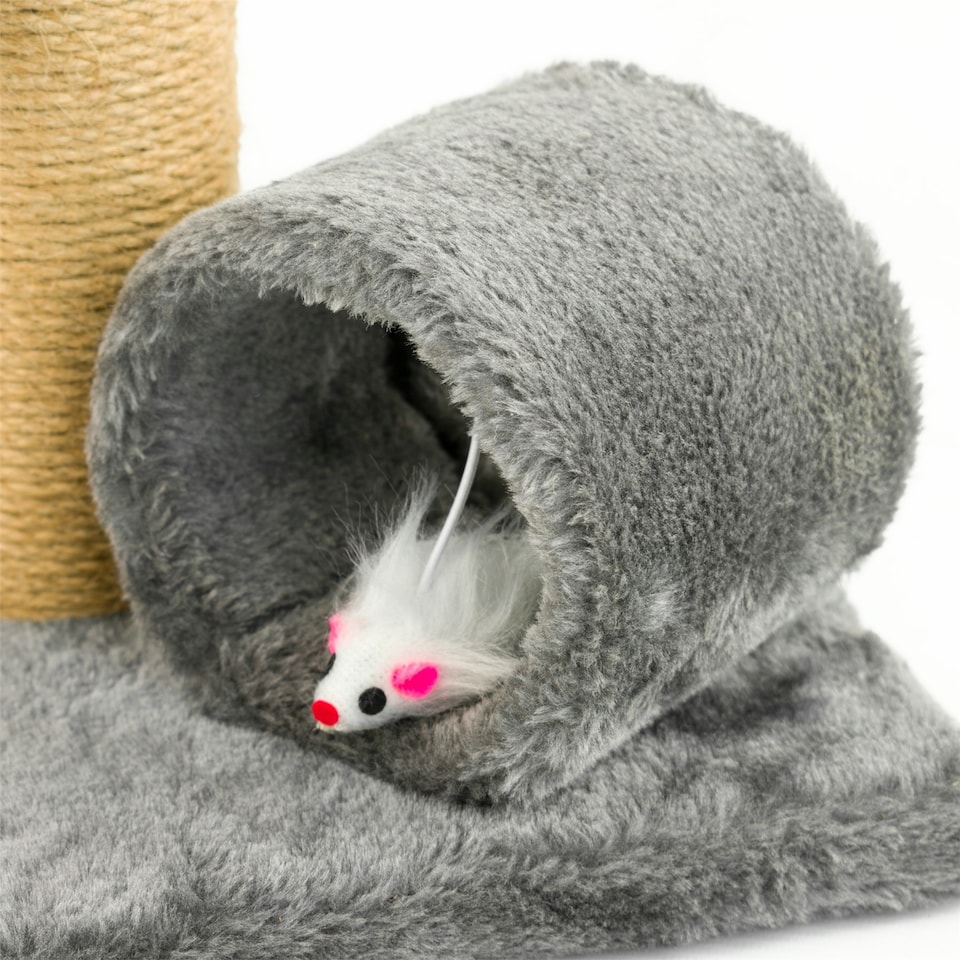 image 1 of KCT Grey Kitten Scratching Post with Tunnel