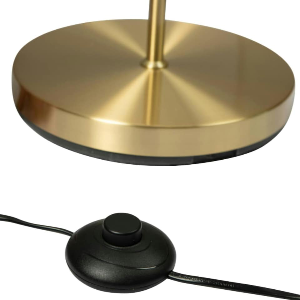 image 1 of First Choice Lighting Pair of Satin Brass Floor Lamps with Opal Globe Shades Bronze