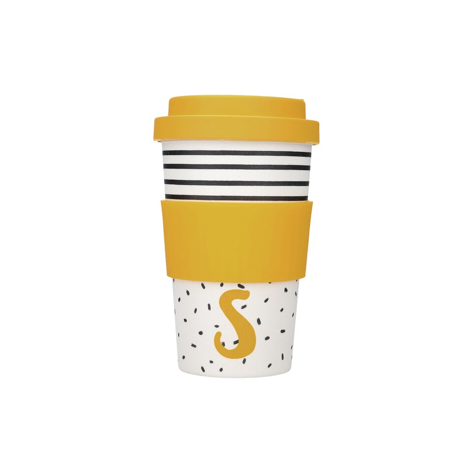image 1 of KitchenCraft 410ml Bamboo A to Z Letter "S" Reuseable Mug | Multi