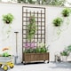 image 8 of Outsunny Wooden Trellis Planter, Raised Garden Bed with Wheels, Brown | Brown | Brown