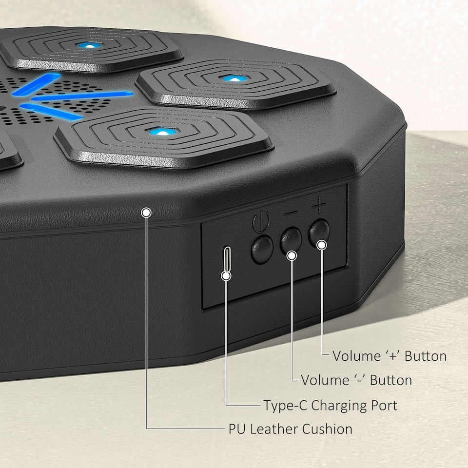 image 1 of SPORTNOW Smart Music Boxing Machine with Bluetooth Connection and LED Light Black