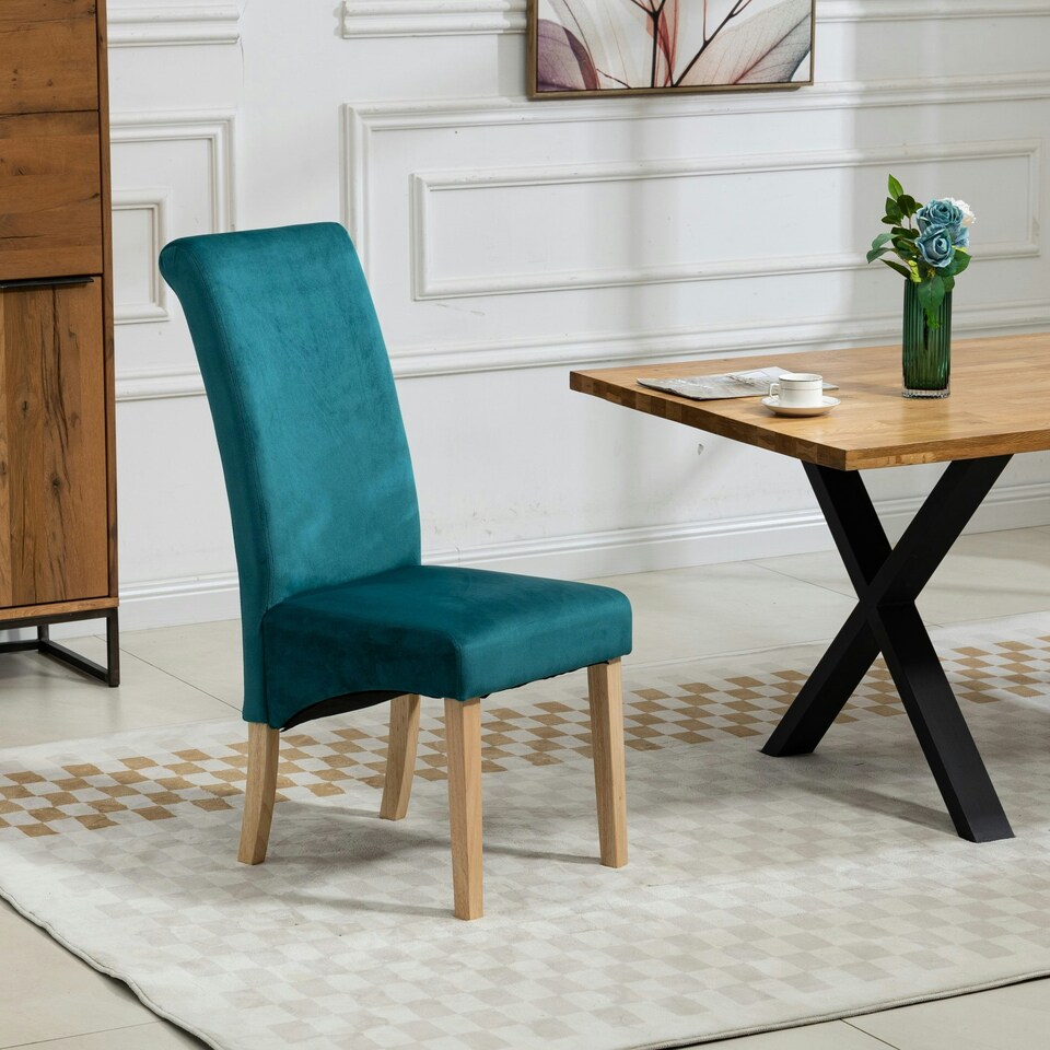 image 1 of Rimini Velvet Fabric Dining Chairs - Set of 2 - Teal