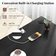 image 4 of COSTWAY 168 CM L-shaped Computer Desk w/Power Outlets Black Black