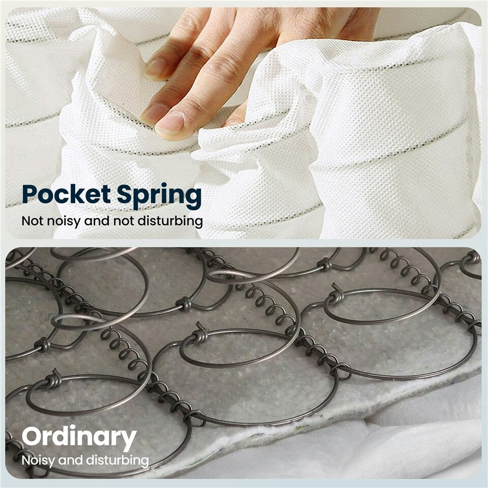 image 1 of Yaheetech Single Memory Foam Mattress Pocket Sprung