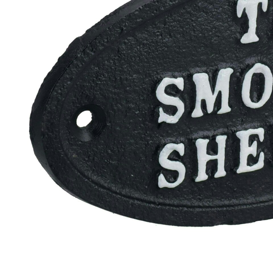 image 1 of The Smoking Shelter Cast Iron Sign Plaque Door Wall House Gate Post Pub Hotel