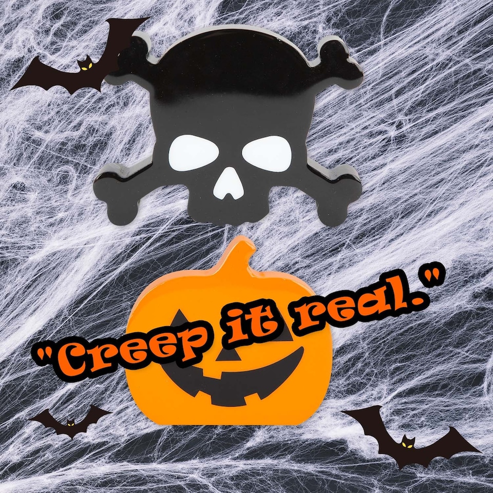 image 1 of PMS Halloween Pumpkin & Skull Crossbones Decorations, 2-Pack
