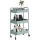 image 6 of HOMCOM 3 Tier Rolling Utility Cart with 3 Mesh Basket, Light Blue