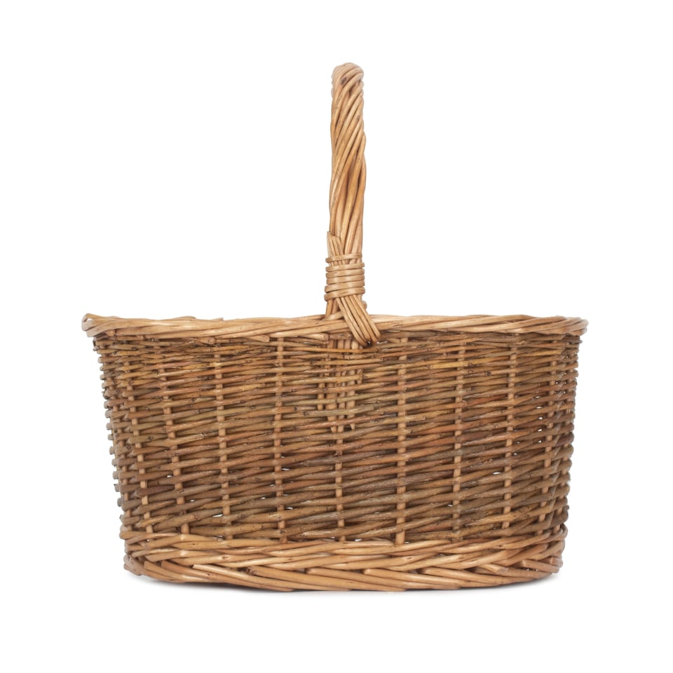 image 1 of Small Childs Country Oval Wicker Shopping Basket | Brown | Brown | S