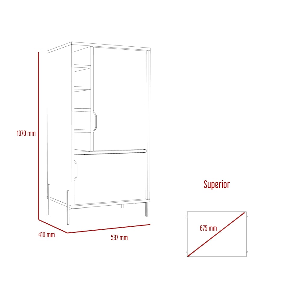 image 1 of Core Products Dallas, Drinks & Storage Bar H107cm x W56.2cm x D41cm White