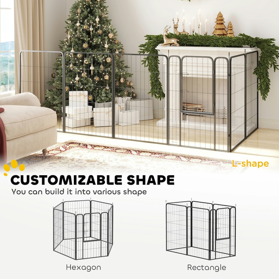 image 1 of PawHut Six-Panel Dog Playpen with Door, for Indoor, Outdoor, 100cm Tall