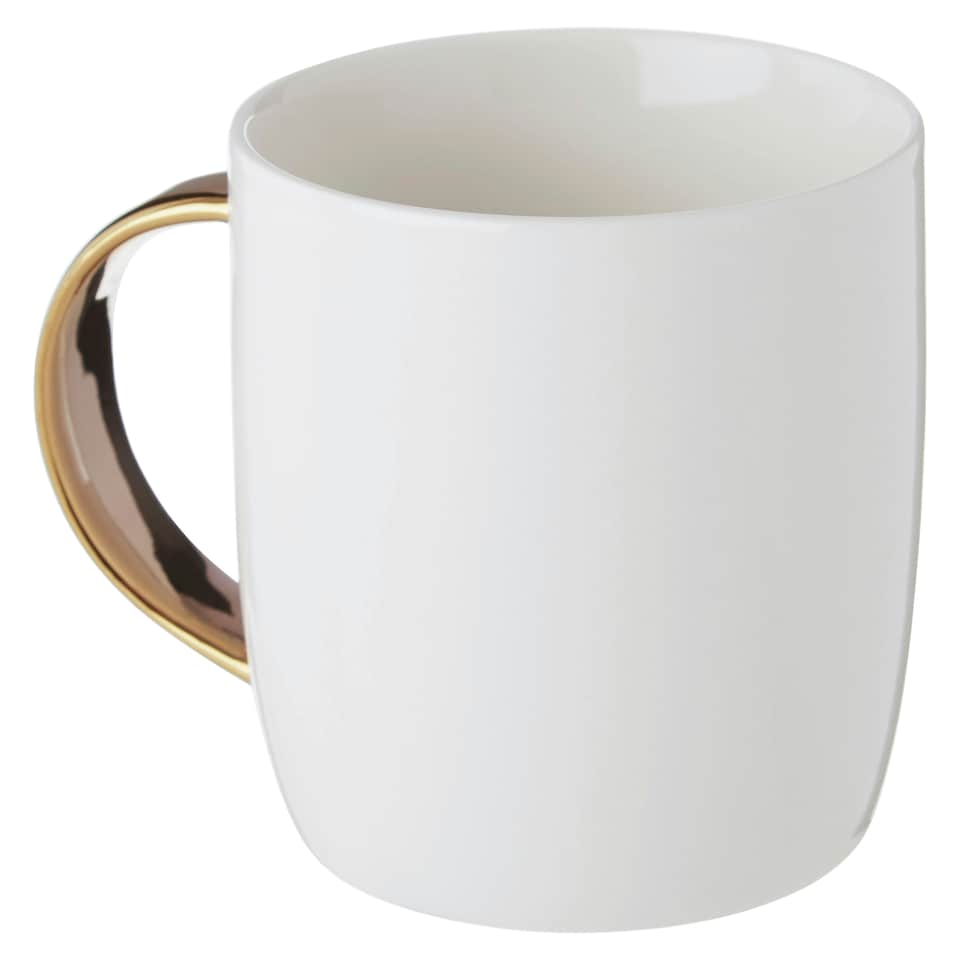 image 1 of Interiors By Premier Diamond Deco J Letter Monogram Mug,Reusable Coffee Cup,White Glazed Travel Mug,Gold Finish Personalized Cup