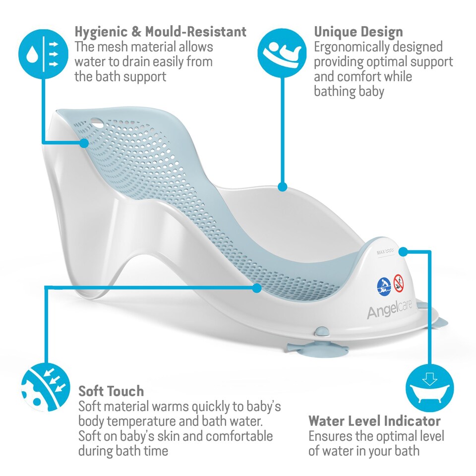 image 1 of Angelcare Soft Touch Mini Baby Bath Support Blue