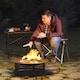 image 2 of Outsunny Padded Camp Chair Outdoor High Back Folding Recliner with Bag Black 