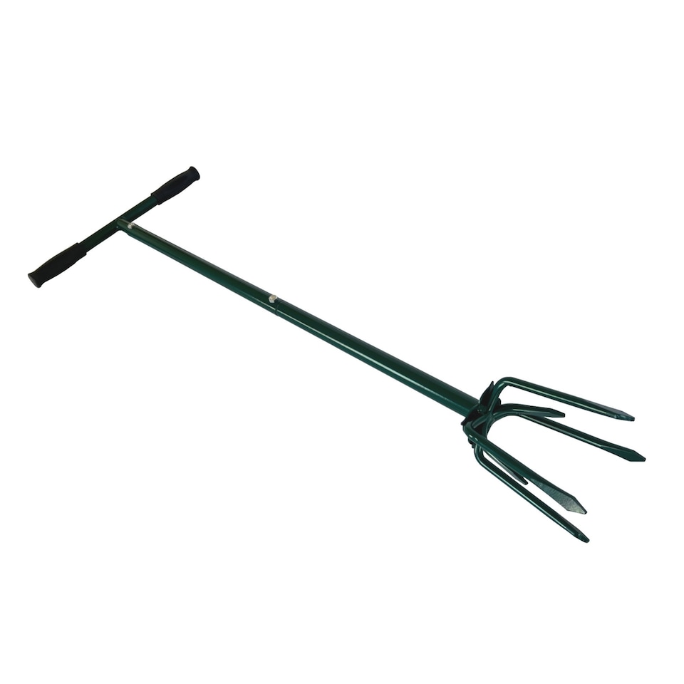 image 1 of Multi Prong Long Handle Hand Tiller Cultivator Garden Weeder