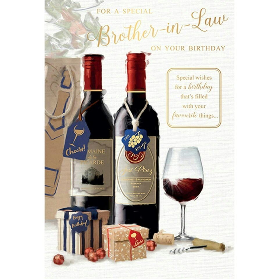 Words 'n' Wishes Traditional Brother in Law Birthday Card, Birthday Card Brother in Law, Multi-Coloured 20.3 x 13.9 cms