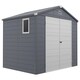 image 1 of Outsunny 8 x 6ft Plastic Garden Storage Shed with Foundation Kit, Polypropylene Outdoor Storage Tool House with Ventilation Slots and Lockable Door, Grey