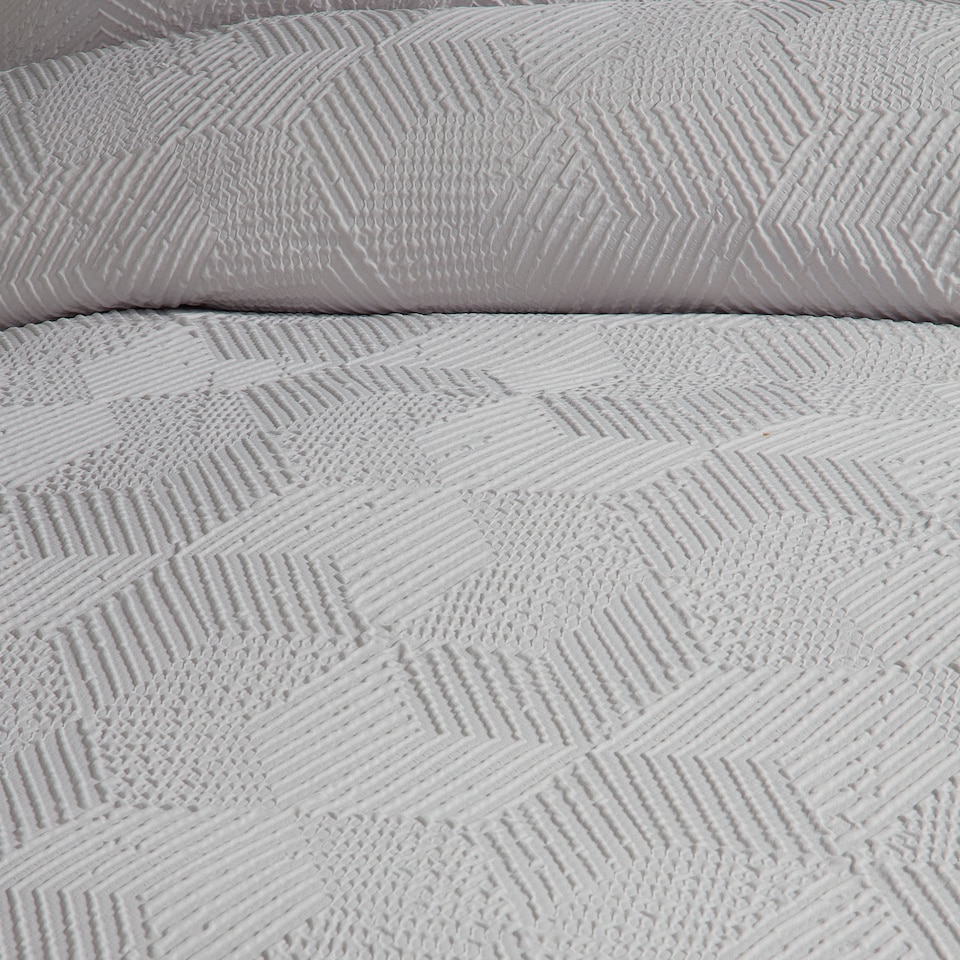 image 1 of Serene Embossed Geo Duvet Cover Set Grey