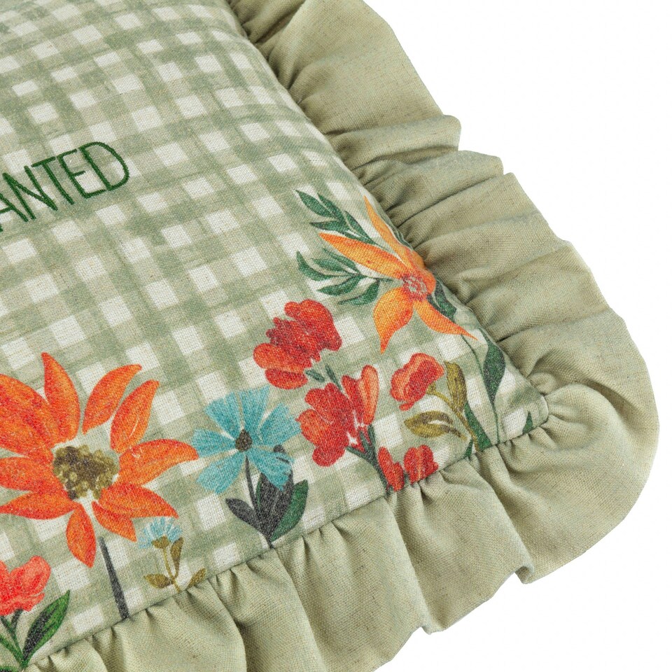 image 1 of furn. Meadow Haze Embroidered Ruffle Green Cushion Cover 30 x 50 cm | Multi