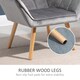 image 6 of HOMCOM Armchair Accent Chair, Vanity Chair with Wide Arms, Slanted Back, Padding, Metal Frame, Wooden Legs, Home Bedroom Furniture Seating, Grey