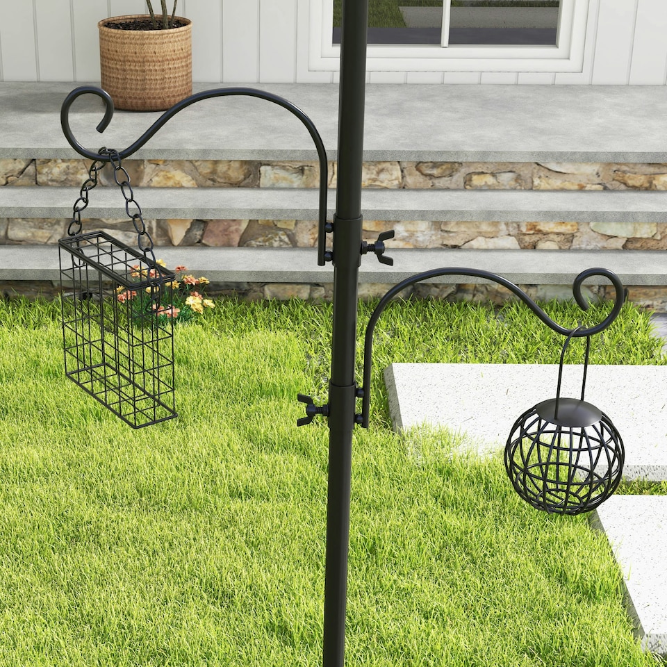 image 1 of Pawhut Bird Feeding Station Kit Wild Bird Feeder Pole w/ 6 Hooks 4 Prong Bases
