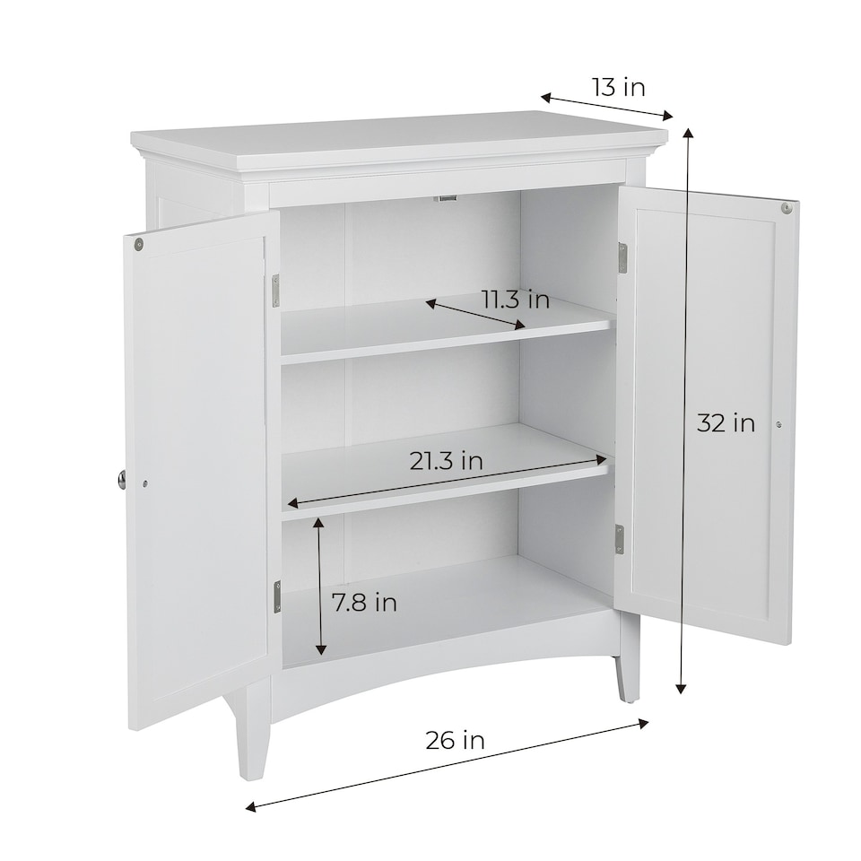 image 1 of Teamson Home Glancy Free Standing Floor Storage Cabinet with Louvered Doors Adjustable Shelves