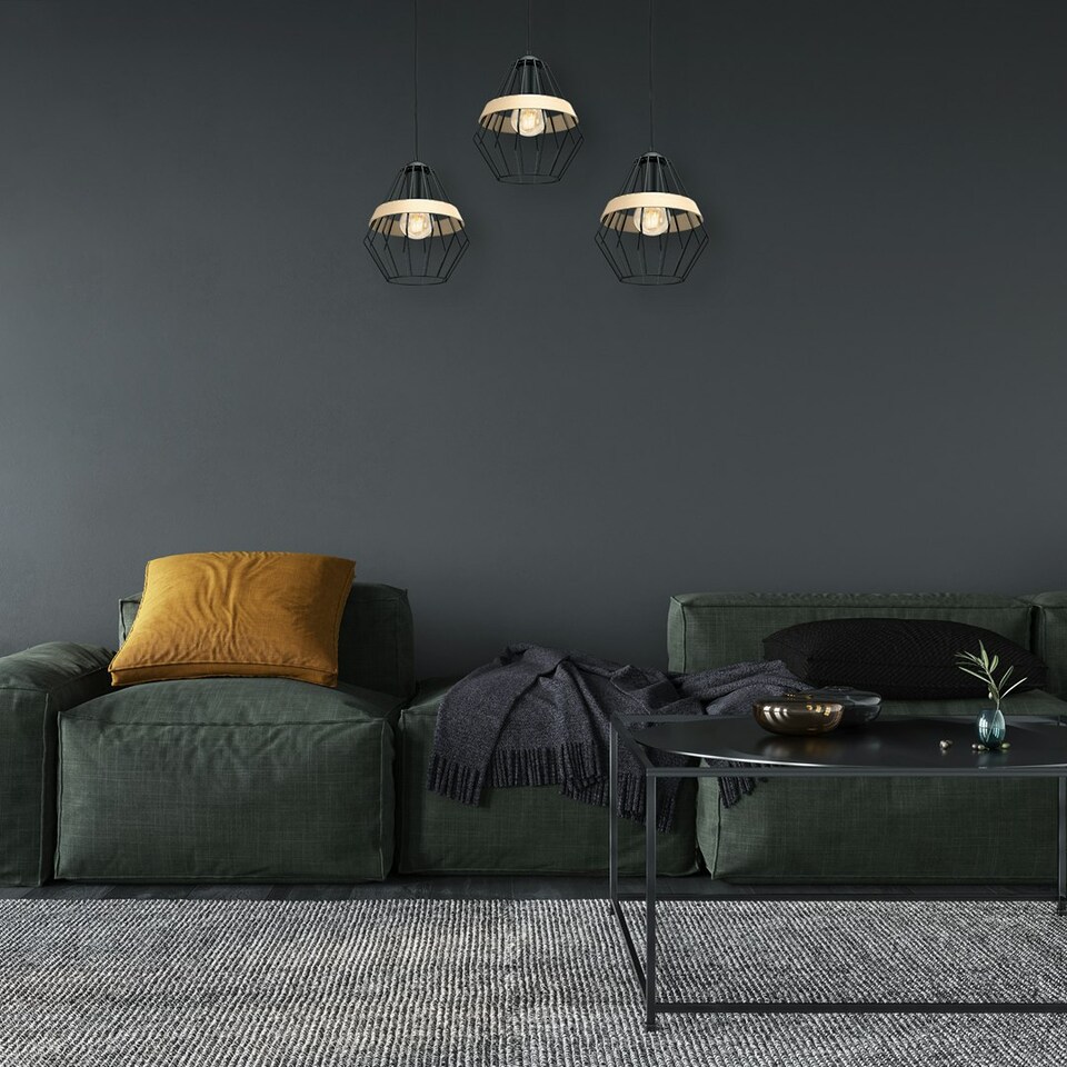 image 1 of Milagro Pendant Lamp Cliff Black 3XE27