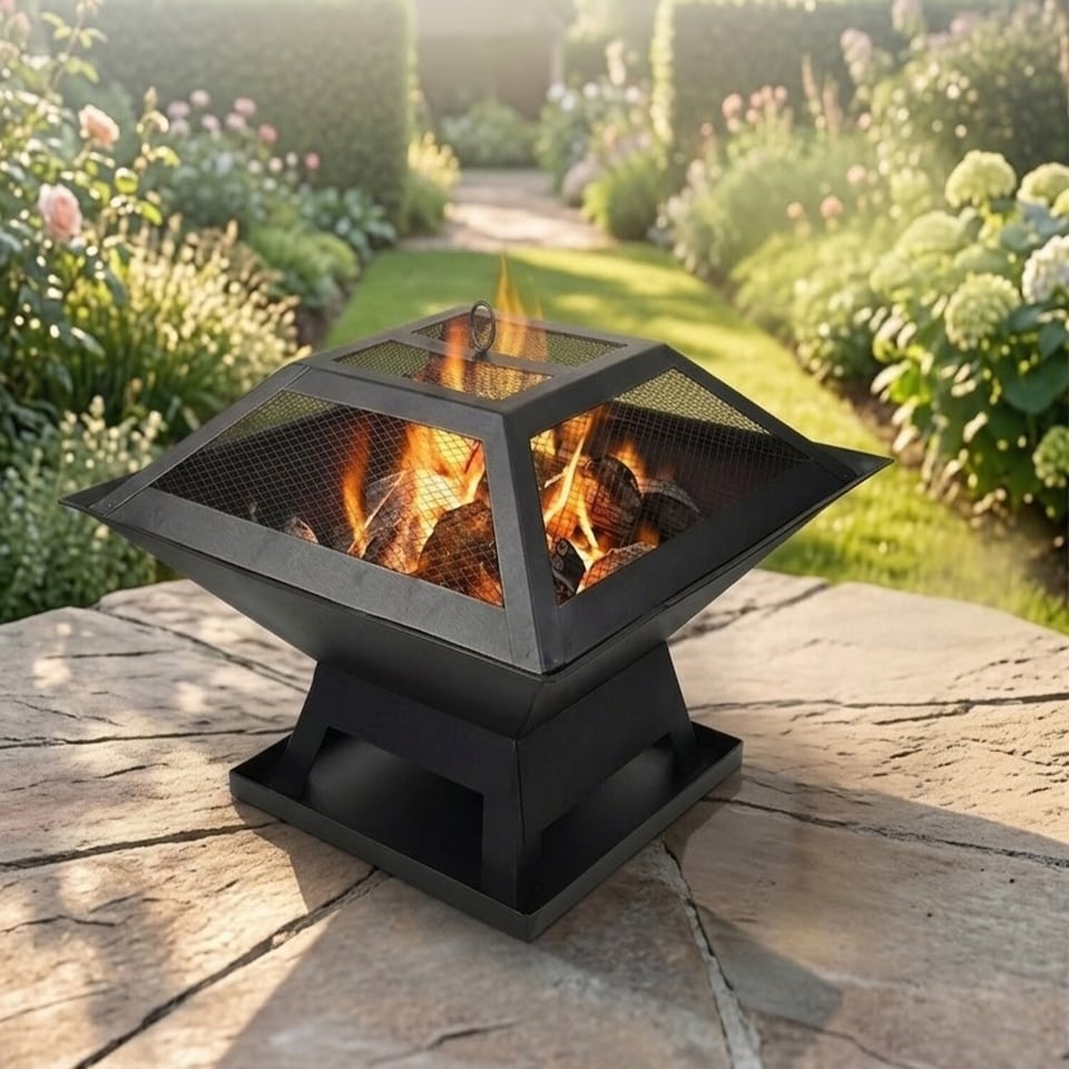 image 1 of Hortus Metal Square Firepit BBQ