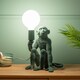 image 2 of ValueLights George Monkey Dark Green Velvet Table Lamp & Bulb | Green