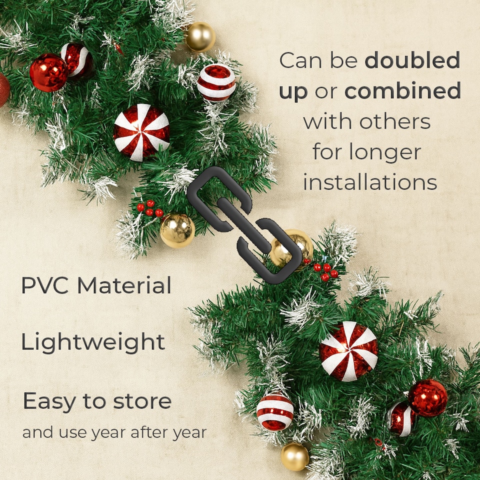 image 1 of Neo 2m Candy Cane Baubles Garland Festive Foliage Garland Wreath PVC Christmas Decoration | Green | Green Red