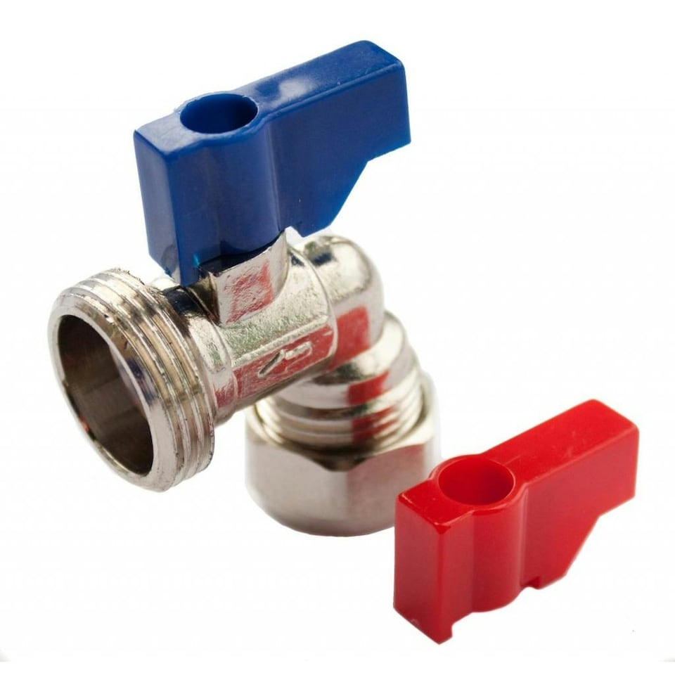 Oracstar Brass Plated PK101 Angled Radiator Valve - Red/Blue/Silver - 15mm