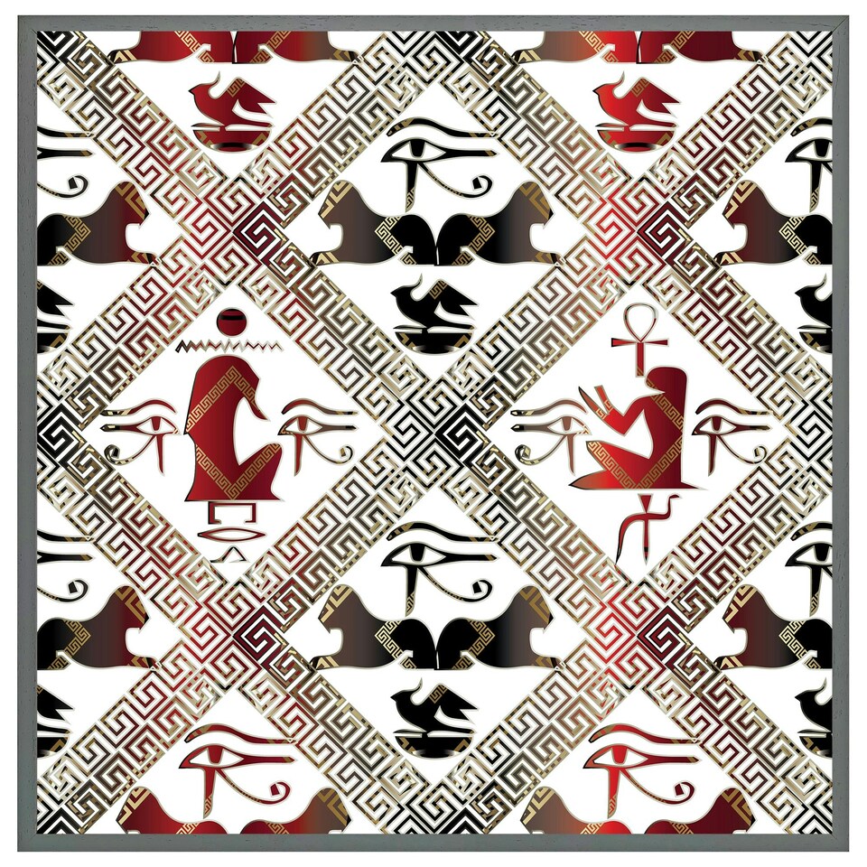 image 1 of Egyptian hieroglyphs in red & black (Picture Frame) Brown | Oak | L