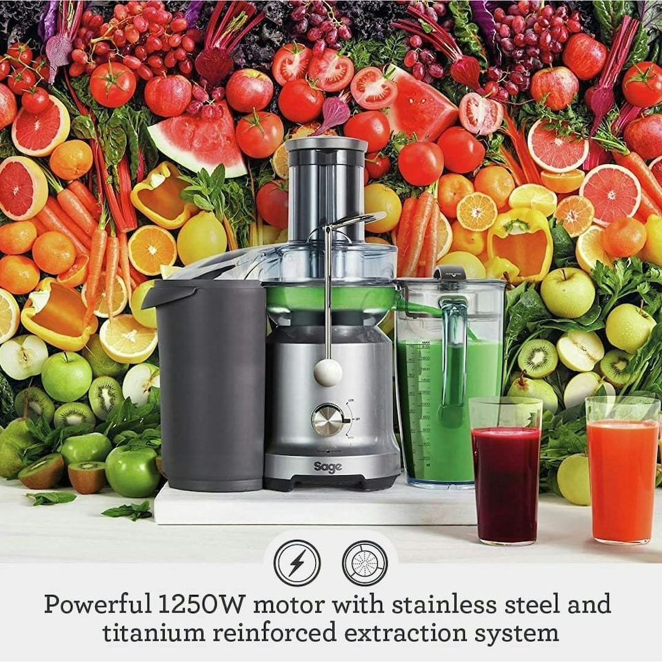 image 1 of Sage The Nutri Juicer Cold - Cold Press Extractor for Fruit and Vegetables - High Capacity 2L Jug - 1250W - Silver