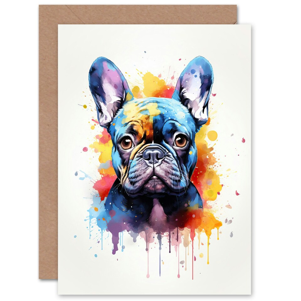 image 1 of French Bulldog Lovers Gift Watercolour Pet Portrait Art Card