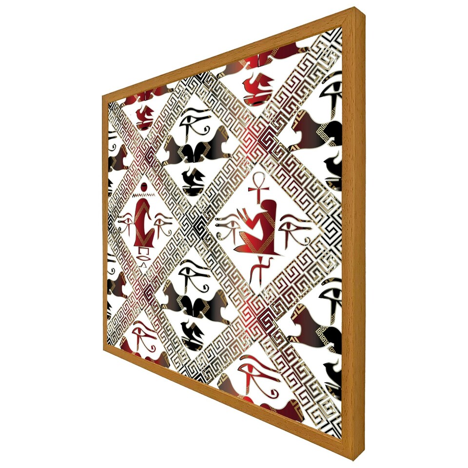 image 1 of Egyptian hieroglyphs in red & black (Picture Frame) Brown | Oak | L