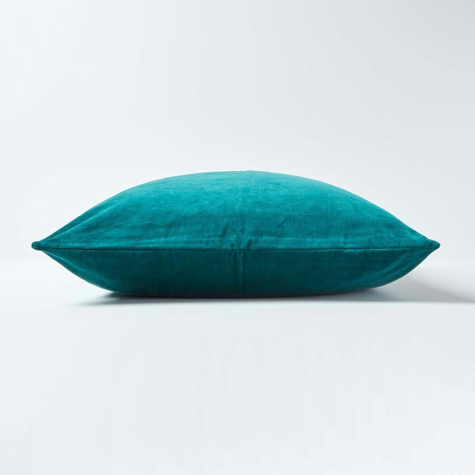 image 1 of Homescapes Teal Green Velvet Cushion Cover - 40 x 40 cm