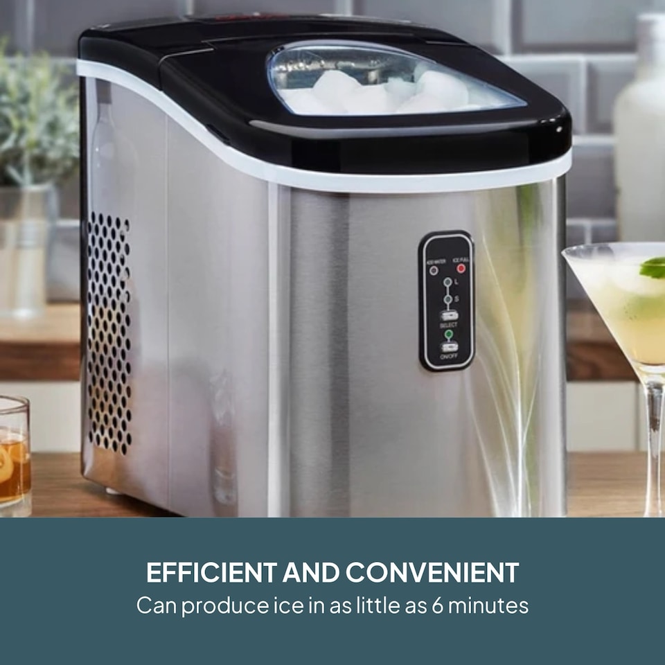 image 1 of Cooks Professional Ice Maker Machine with Scoop & 2.2L Tank - Makes 14KG Per Day | Silver