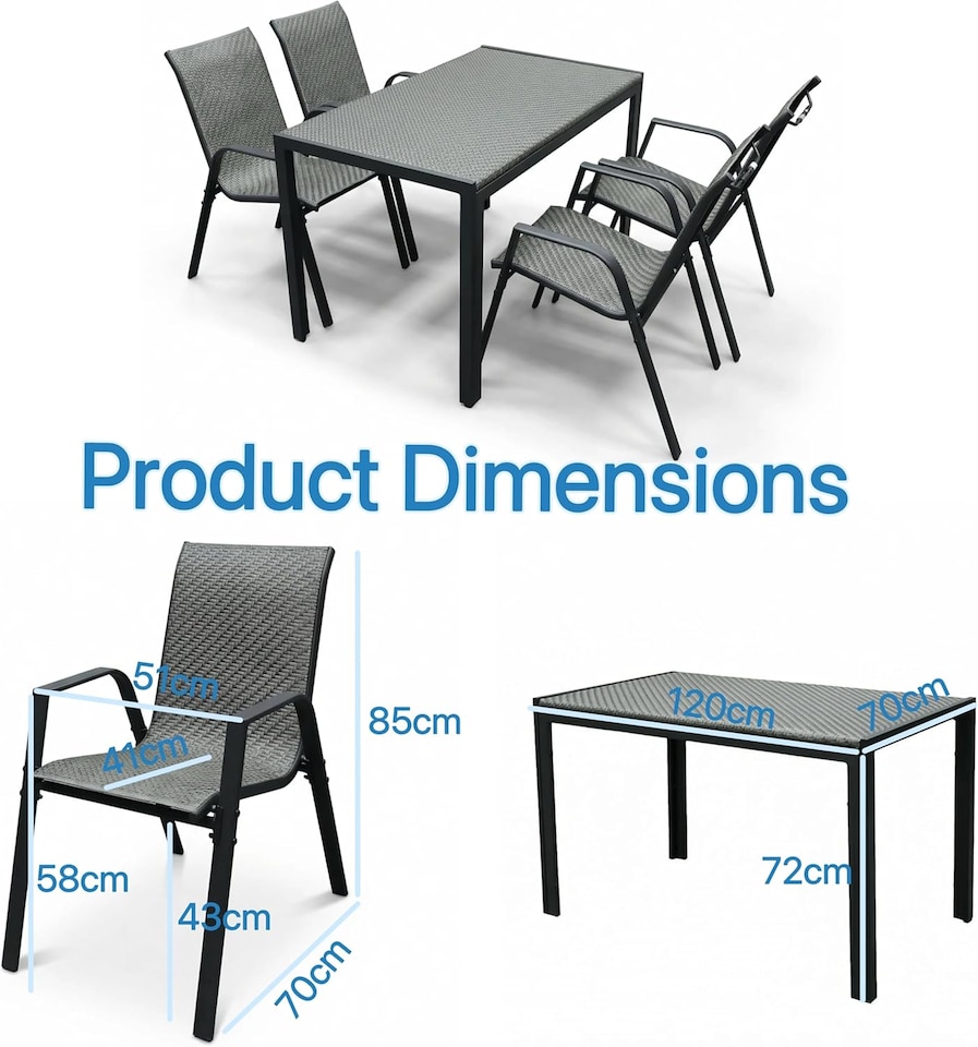image 1 of Alivio 5 Piece Outdoor Patio Dining Table Set, Modern Metal Garden Furniture with 4 Chairs for Backyard, Terrace & Balcony
