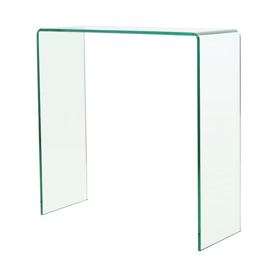image 1 of Crystal Small Stylish Curved Glass Hallway Console Table | Clear | Clear