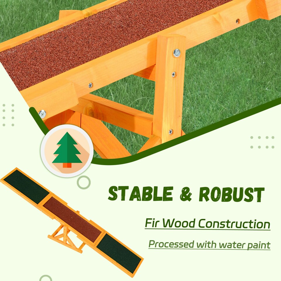 image 1 of PawHut Wooden Pet Seesaw for Big Dogs with Anti-Slip Surface, Natural