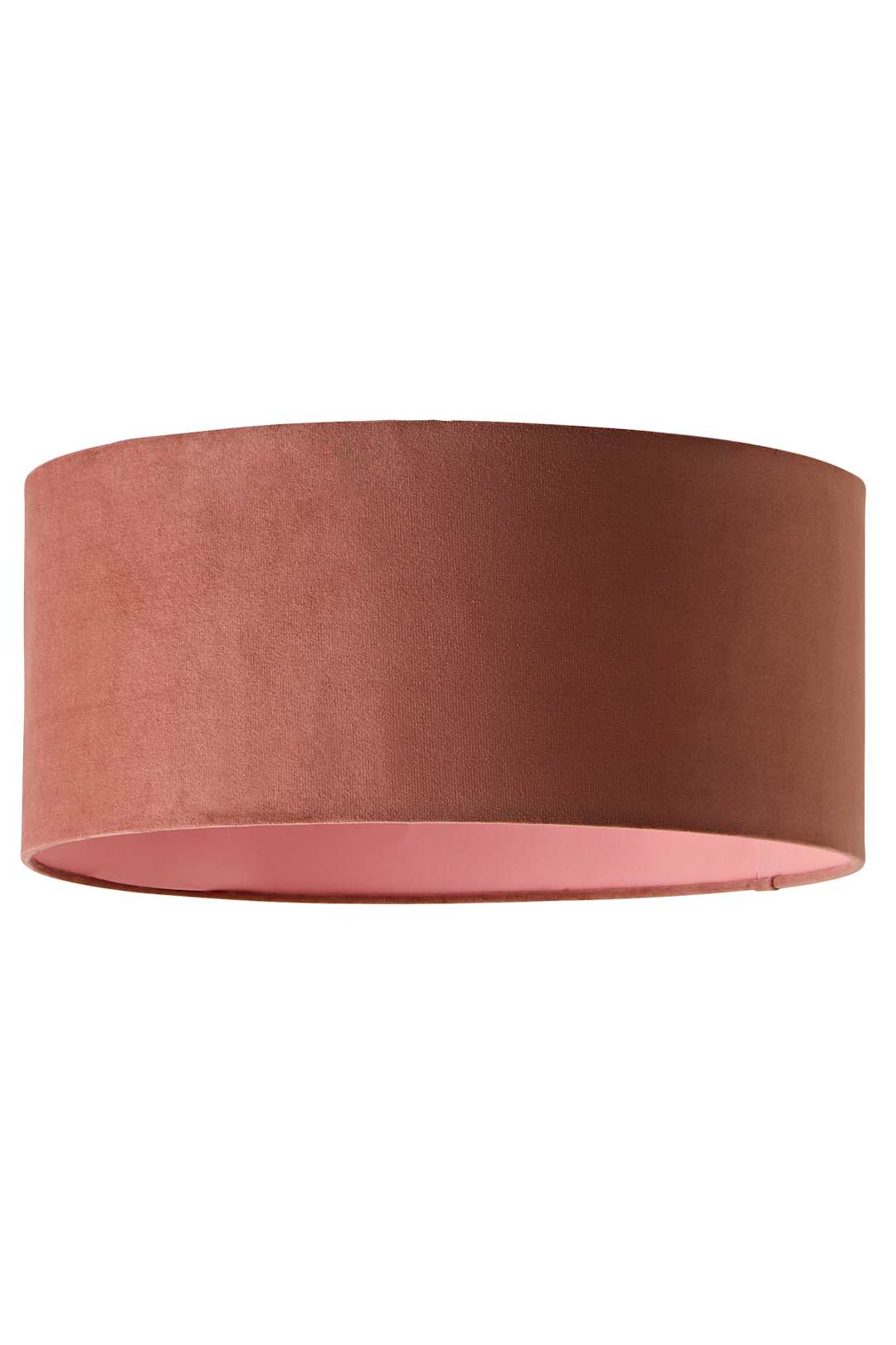 ValueLights Ashley Large 45cm Full Velvet Squat Drum Ceiling Lamp Shade with Bulb in Dusty Pink